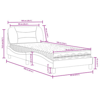 Bed met matras stof blauw 90x190 cm 11