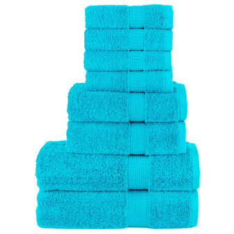 8-delige Handdoekenset SOLUND 600 g/m&sup2; turquoise 1