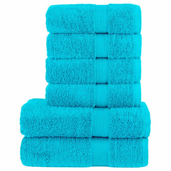 6-delige Handdoekenset SOLUND 600 g/m&sup2; turquoise 1