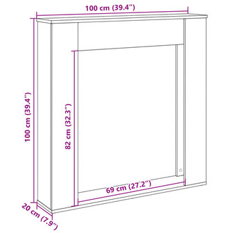 Haardombouw 100x20x100 cm bewerkt hout wit 9