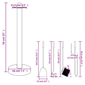 5-delige Haardset 18x56 cm staal 10