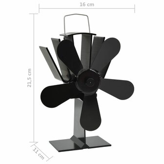 Kachelventilator met 5 vinnen zwart 8