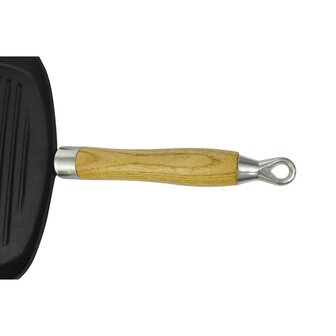 Grillpan met houten handvat gietijzer 20x20 cm 4