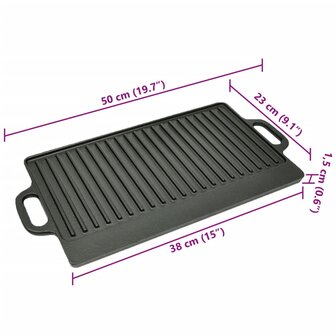 Grillplaat dubbelzijdig 50x23 cm gietijzer 5