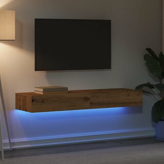 Tv-meubels 2 st met LED&amp;apos;s 60x35x15,5 cm artisanaal eikenkleur 4