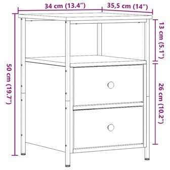 Nachtkastjes 2 st 34x35,5x50 cm bewerkt hout oud houtkleurig 11