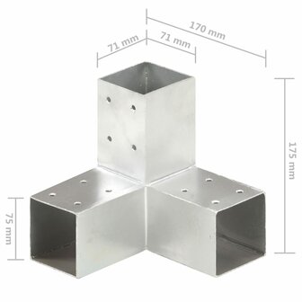 Paalverbindingen 4 st Y-vorm 71x71 mm gegalvaniseerd metaal 6