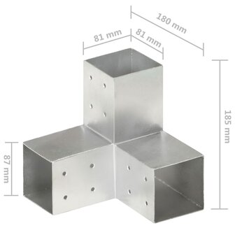 Paalverbindingen 4 st Y-vorm 81x81 mm gegalvaniseerd metaal 6