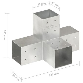 Paalverbindingen 4 st X-vorm 81x81 mm gegalvaniseerd metaal 7