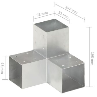 Paalverbindingen 4 st Y-vorm 91x91 mm gegalvaniseerd metaal 6