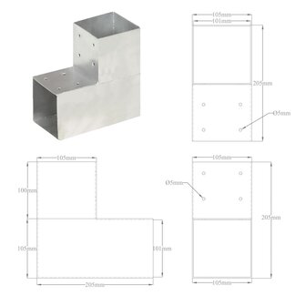 Paalverbindingen 4 st L-vorm 101x101 mm gegalvaniseerd metaal 8