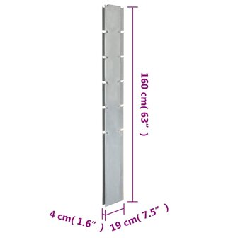 Schuttingpalen 10 st 160 cm&nbsp;gegalvaniseerd staal zilverkleurig 9