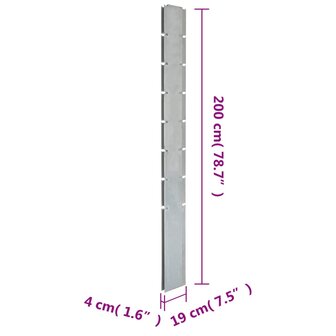 Schuttingpalen 10 st 200 cm&nbsp;gegalvaniseerd staal zilverkleurig 9