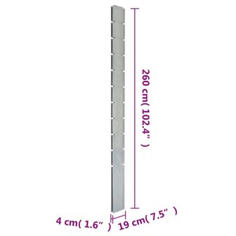 Schuttingpalen 20 st 260 cm&nbsp;gegalvaniseerd staal zilverkleurig 9