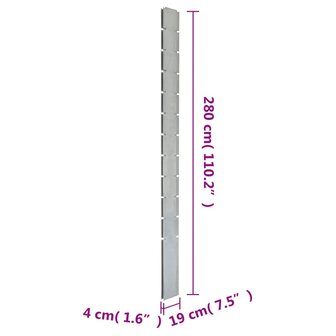 Schuttingpalen 40 st 280 cm&nbsp;gegalvaniseerd staal zilverkleurig 9