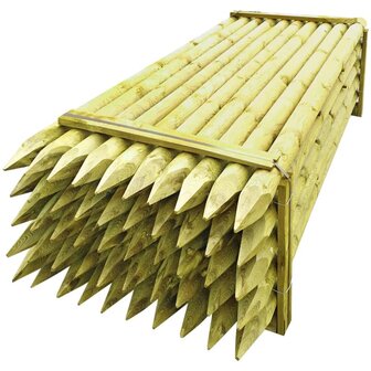 Schuttingpalen met punt 50 st 10x240 cm ge&iuml;mpregneerd hout 1