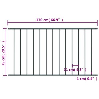 Hekpaneel 1,7x0,75 m gepoedercoat staal antraciet 4