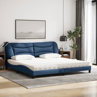 Bed met matras stof blauw 200x200 cm 3