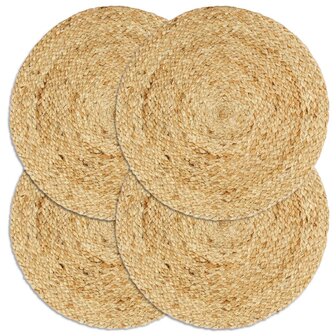 Placemats 4 st rond 38 cm jute natuurlijk 1