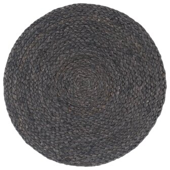 Placemats 6 st rond 38 cm jute donkergrijs 2