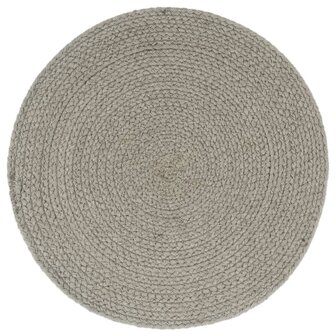 Placemats 6 st rond 38 cm katoen effen grijs 2