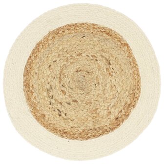 Placemats 6 st rond 38 cm jute en katoen natuurlijk  2