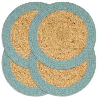 Placemats 4 st 38 cm jute en katoen natuurlijk en groen 1