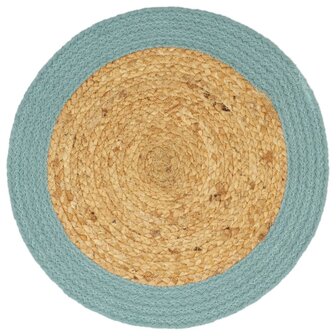 Placemats 4 st 38 cm jute en katoen natuurlijk en groen 2