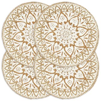 Placemats 4 st rond 38 cm jute wit 1