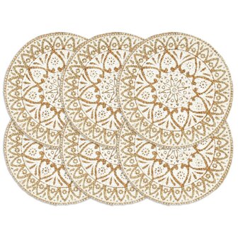 Placemats 6 st rond 38 cm jute wit 1