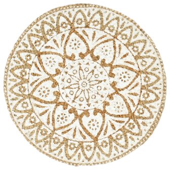 Placemats 6 st rond 38 cm jute wit 2