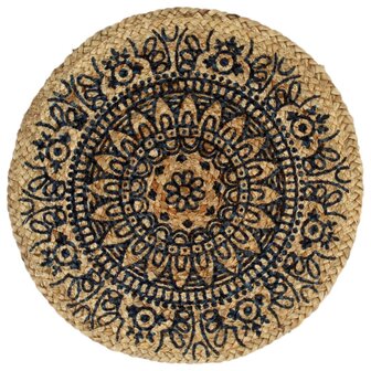 Placemats 4 st rond 38 cm jute donkerblauw 2