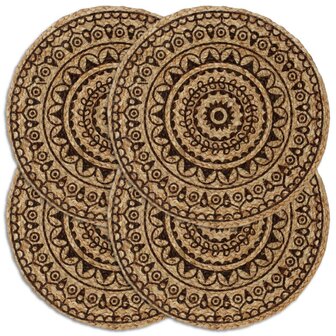 Placemats 4 st rond 38 cm jute donkerbruin 1