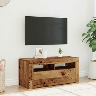 Tv-meubel met LED 90x35x40 cm bewerkt hout oud hout 4