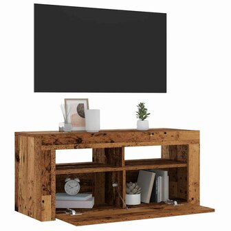 Tv-meubel met LED 90x35x40 cm bewerkt hout oud hout 5