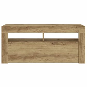 Tv-meubel met LED 90x35x40 cm bewerkt hout artisanaal eiken 7