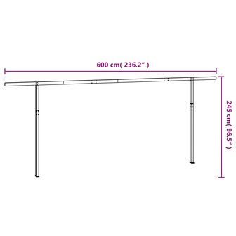 Luifelpaalset 600x245 cm ijzer antracietkleurig  7