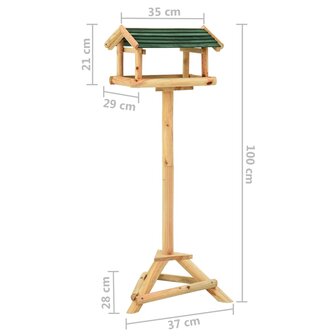 Vogelvoeder met standaard 37x28x100 cm massief vurenhout 7