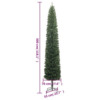 Kunstkerstboom smal met standaard 300 cm PVC 7