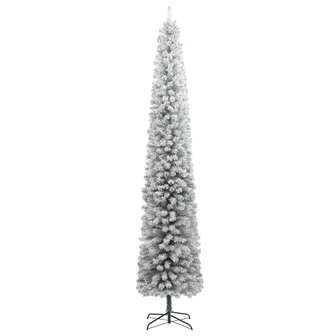 Kunstkerstboom smal met standaard en sneeuw 270 PVC 2