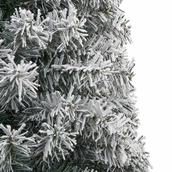 Kunstkerstboom smal met standaard en sneeuw 270 PVC 4