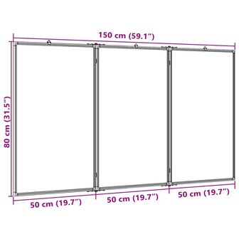 Whiteboard magnetisch inklapbaar 150x80x1,7 cm aluminium 7