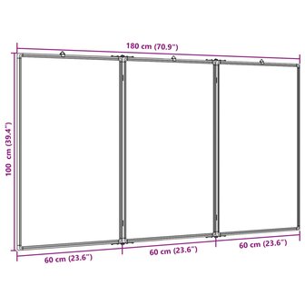 Whiteboard magnetisch inklapbaar 180x100x1,7 cm aluminium 7