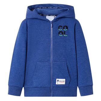 Kindervest met capuchon en rits 104 gem&ecirc;leerd donkerblauw 1