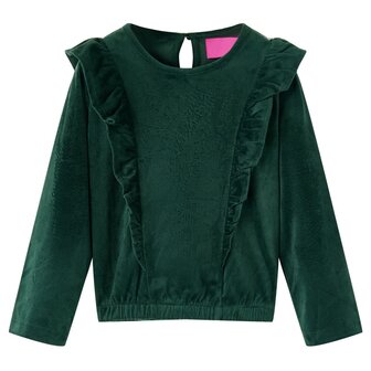 Kinderblouse met ruches 116 donkergroen 1