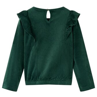 Kinderblouse met ruches 128 donkergroen 2