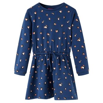 Kinderjurk met lange mouwen 116 marineblauw 1