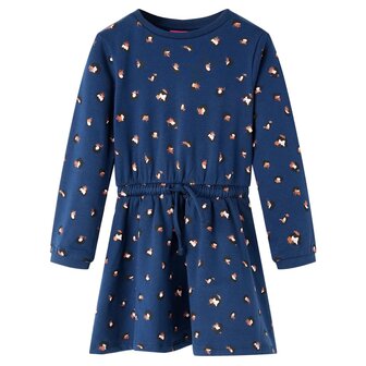 Kinderjurk met lange mouwen 128 marineblauw 1