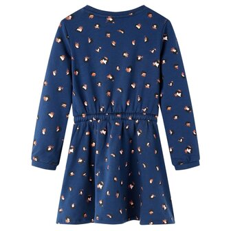 Kinderjurk met lange mouwen 128 marineblauw 2