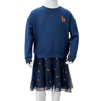 Kinderjurk met lange mouwen 92 marineblauw 8